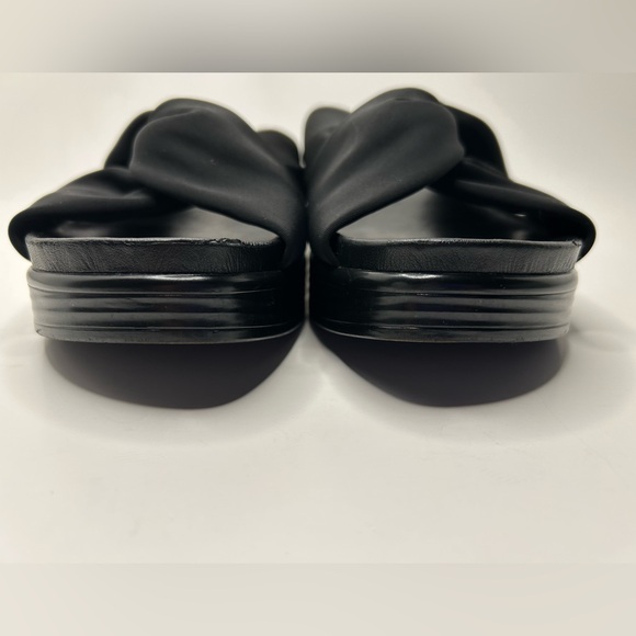 Donald Pliner Black Leather Twisted Knot Fabric Platform Sandal Heel Size 8M - Picture 5 of 8